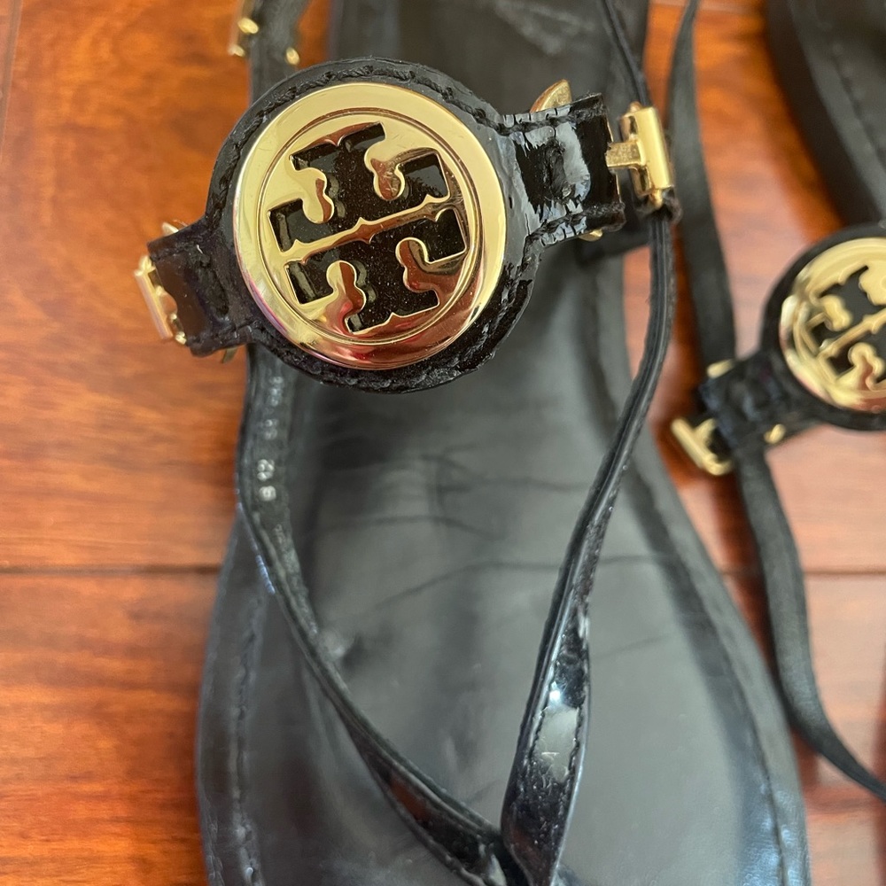 Tory Burch Black Parent Strappy Sandals Size 9 - Picture 5 of 8